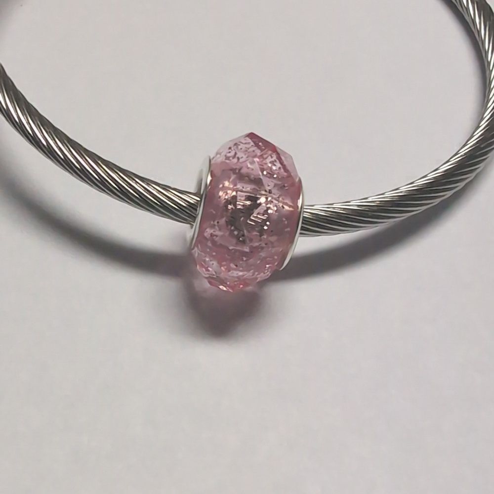 Pink‎ Glittery Charm for Pandora Style Bracelet